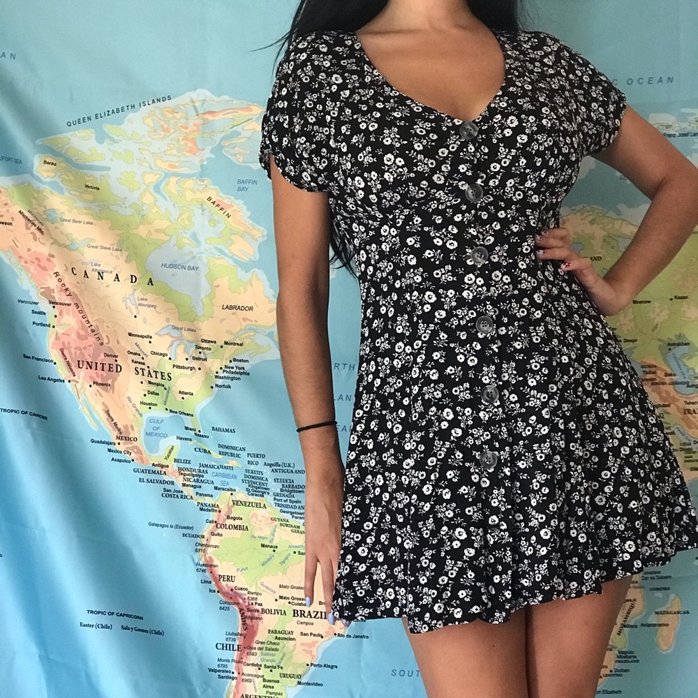 Black and white mini dress